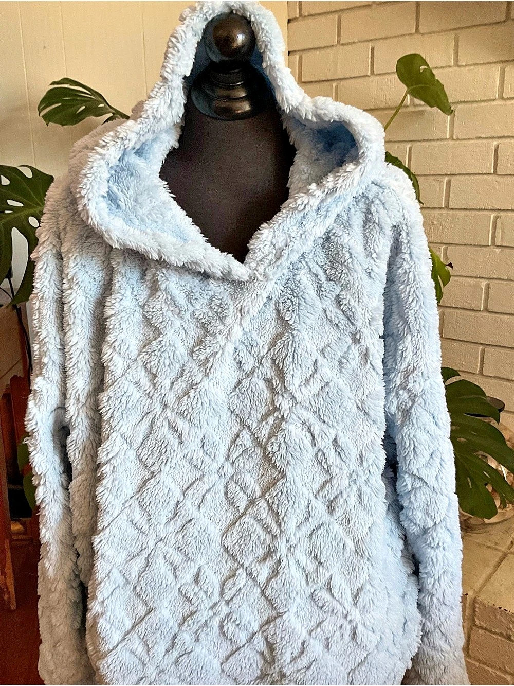 Joyspun Plush Hoodie & Pants Set in Blue Size Large Like New